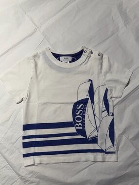 Hugo Boss White Tee with Navy Sailboat Graphic